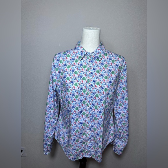 Boden Colorful Leaf Print Classic Cotton Button Down Shirt Size 8R - Picture 2 of 8